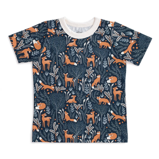 Short-Sleeve Tee - Deer & Foxes Night Sky