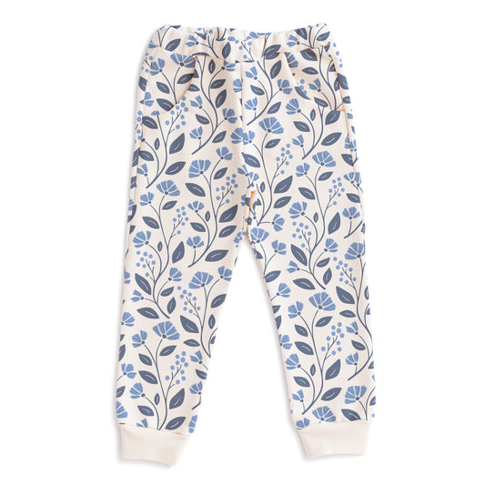 Sweatpants - Flower Vines Blue