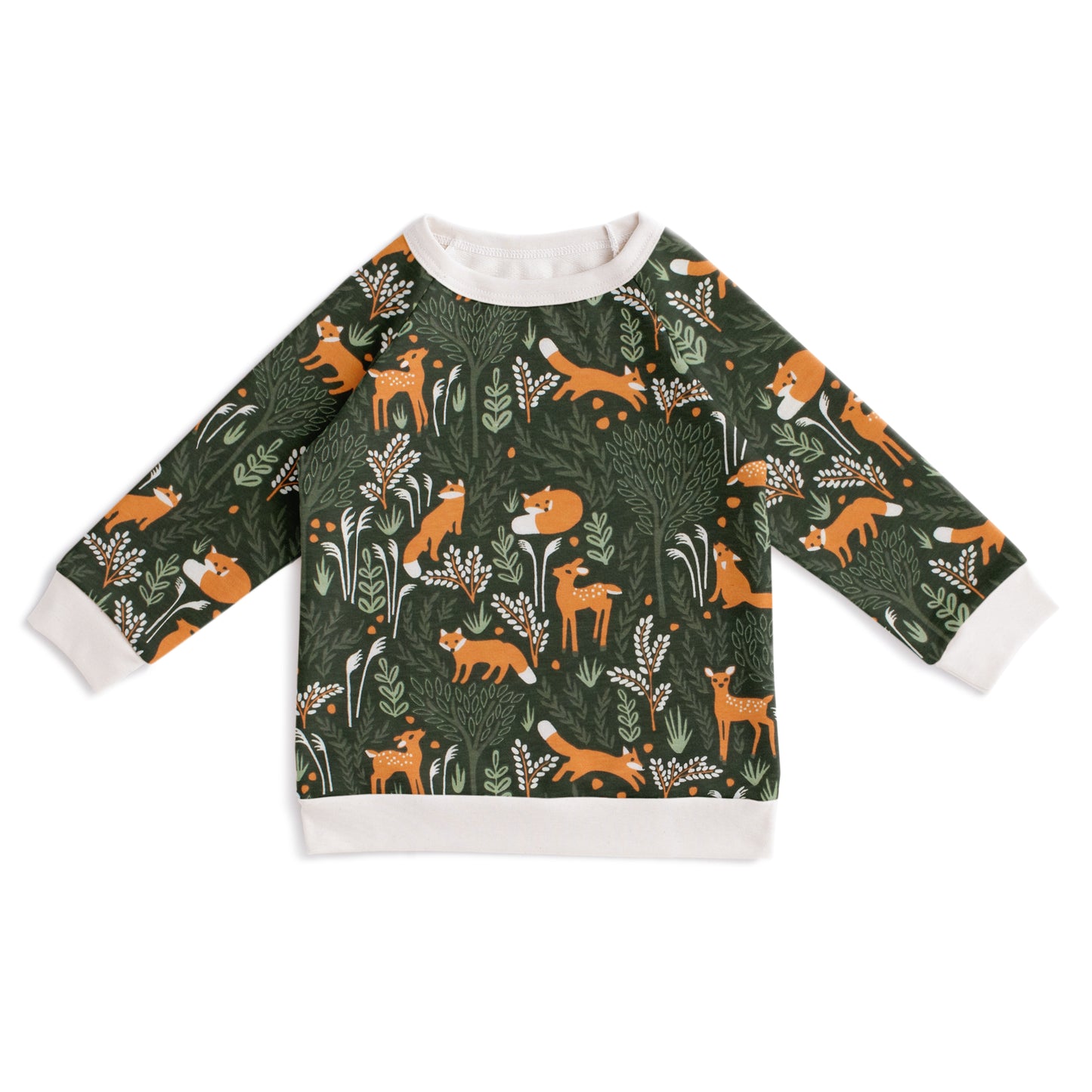 Sweatshirt - Deer & Foxes Dark Green