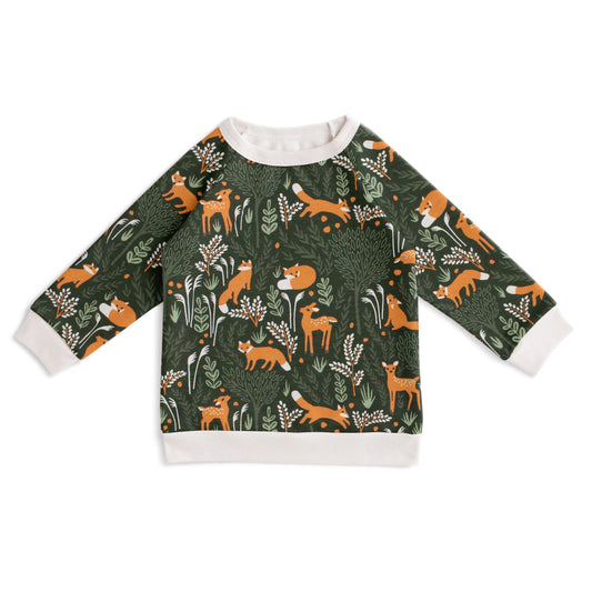 Sweatshirt - Deer & Foxes Dark Green