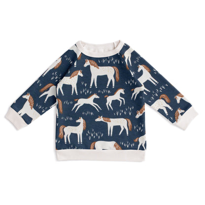 Sweatshirt - Horses Navy