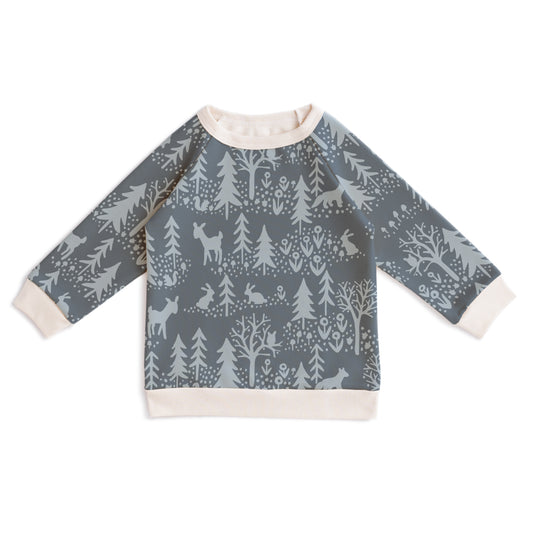 Brushed French Terry Sweatshirt - Winter Scenic Slate Blue