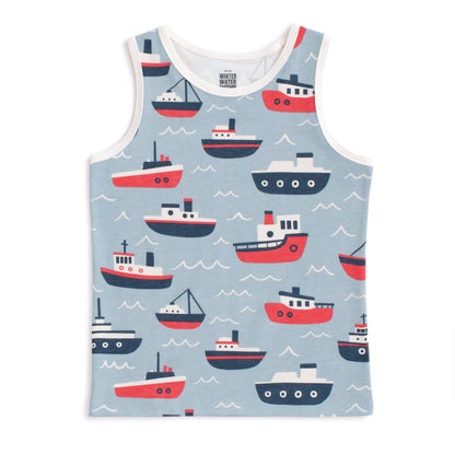 Tank Top - Tugboats Pale Blue