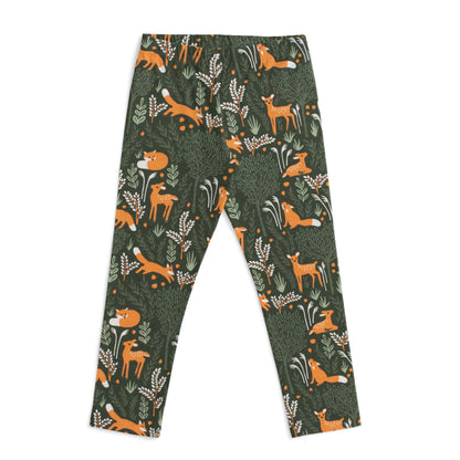 Leggings - Deer & Foxes Dark Green