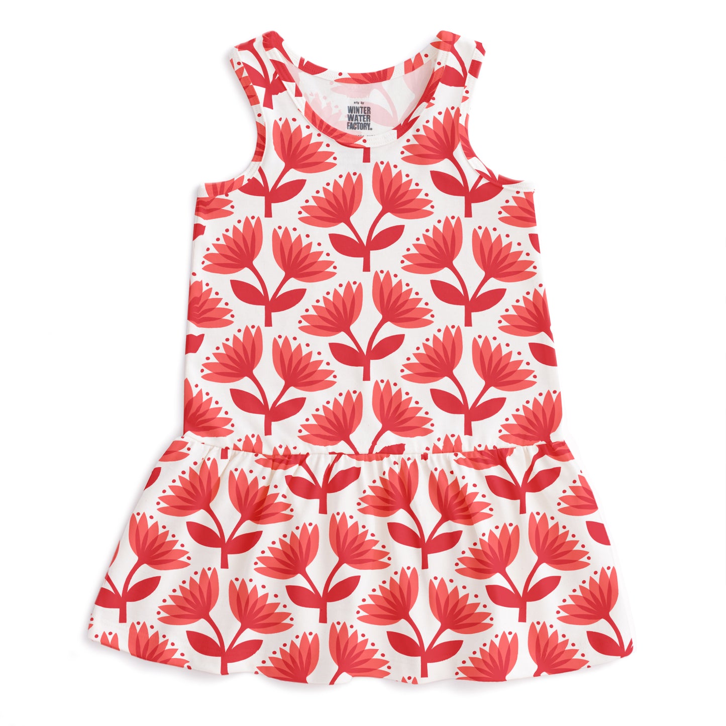 Valencia Dress - Lotus Floral Red & Coral