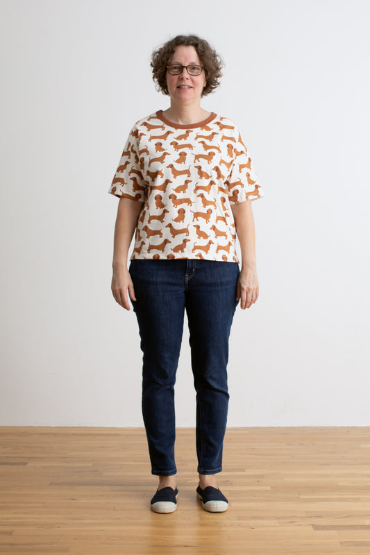 Women's Mia Top - Dachshunds Brown