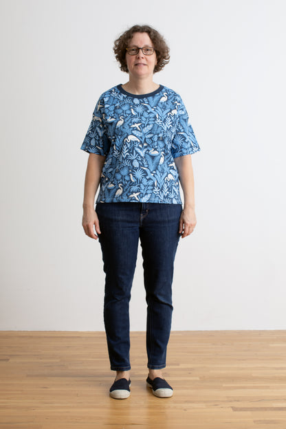 Women's Mia Top - Tropical Birds Navy