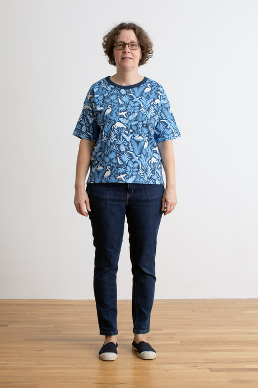 Women's Mia Top - Tropical Birds Navy