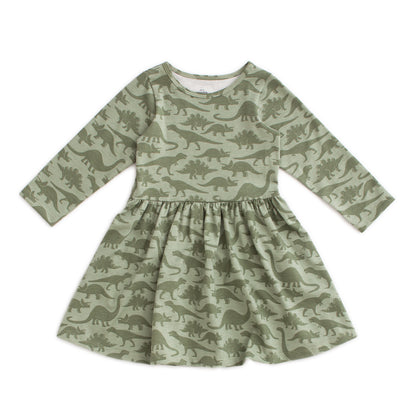 Calgary Dress - Dinosaurs Sage