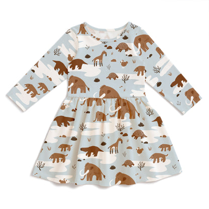 Calgary Dress - Ice Age Animals Pale Blue