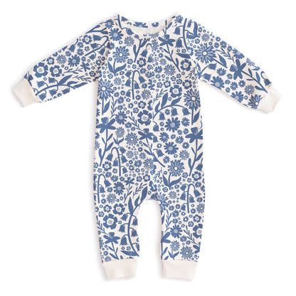 French Terry Jumpsuit - Dutch Floral Delft Blue