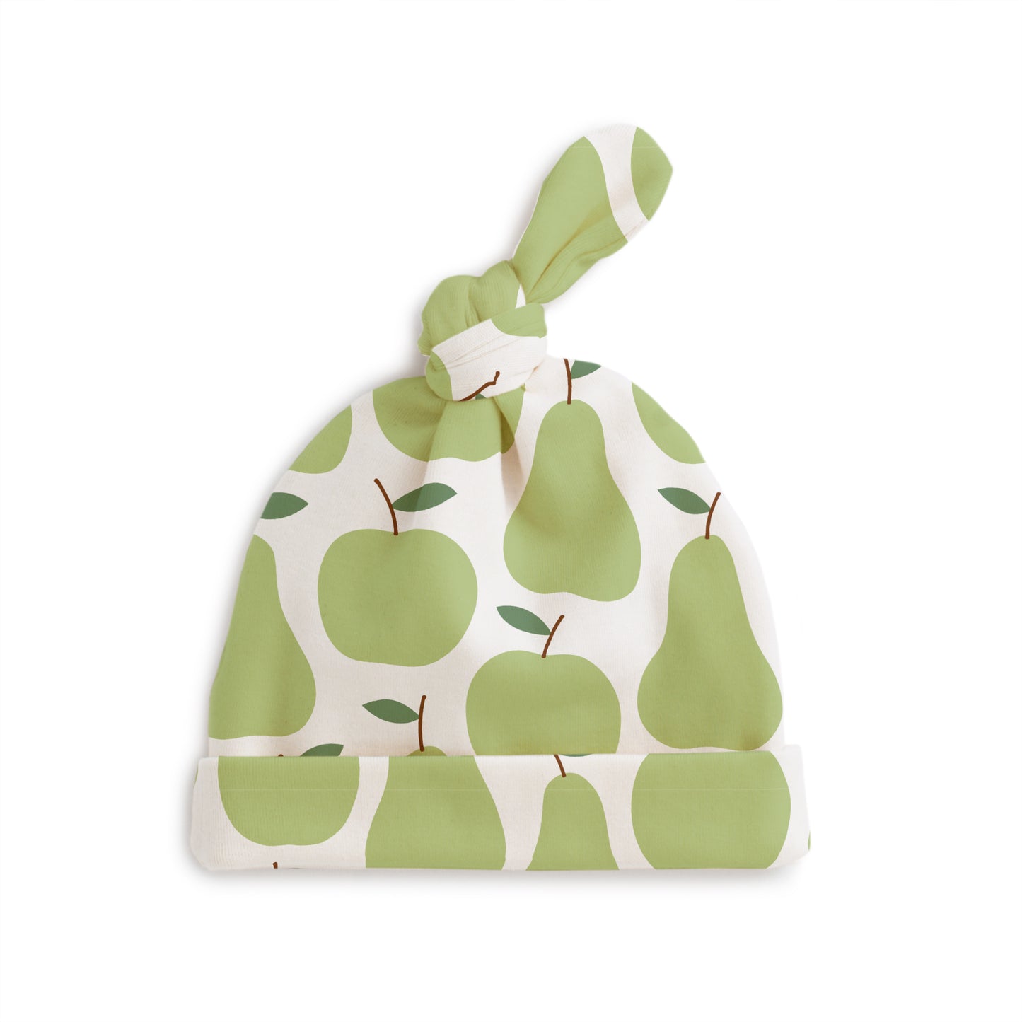 Knotted Baby Hat - Apples & Pears Green