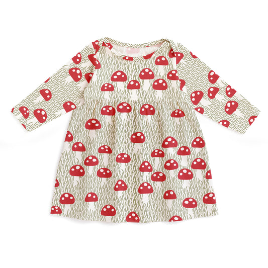 Lausanne Baby Dress - Mushrooms Sage