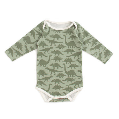 Long-Sleeve Snapsuit - Dinosaurs Sage