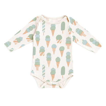 Long-Sleeve Snapsuit - Ice Cream Mint & Blue