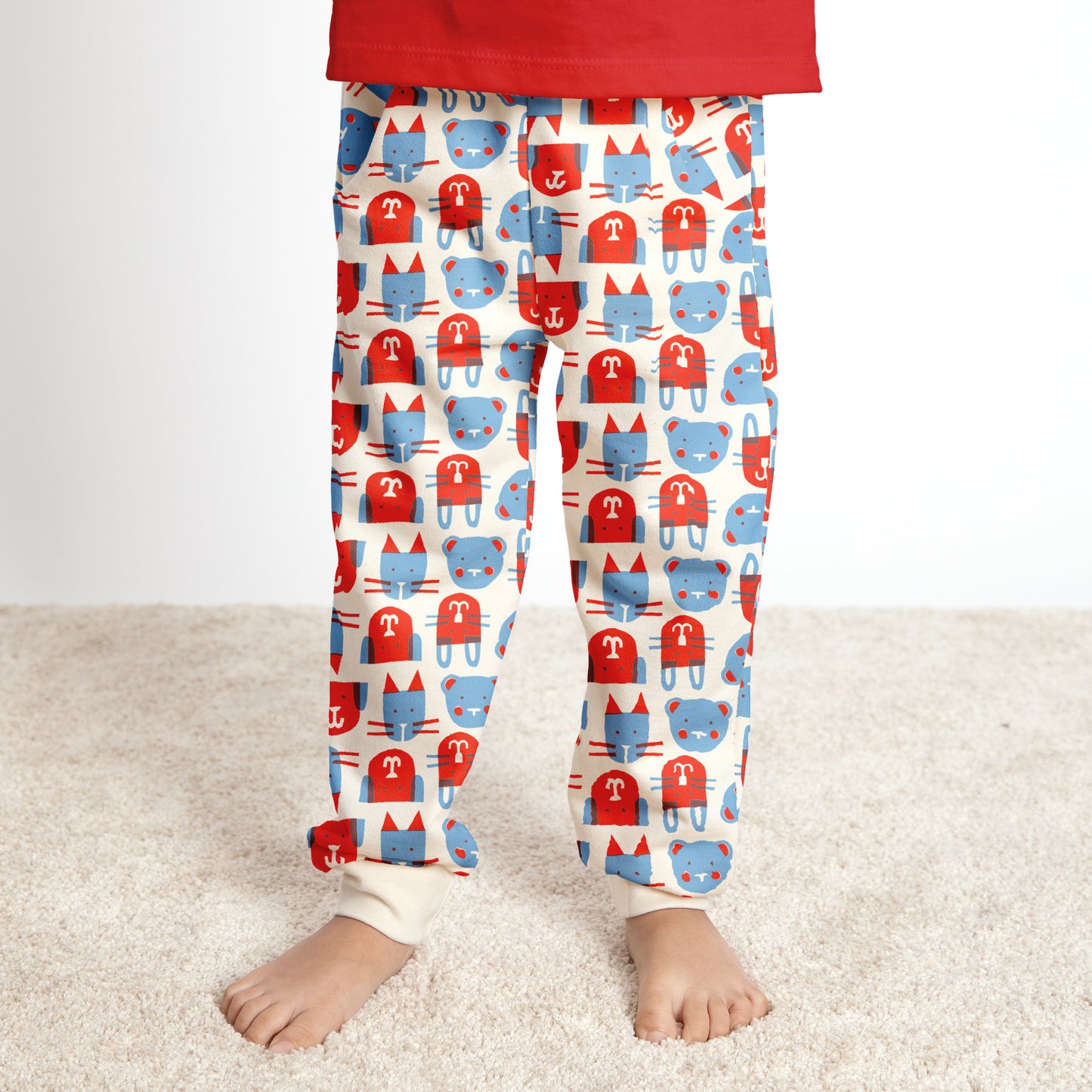 Sweatpants - Furry Friends Red & Blue