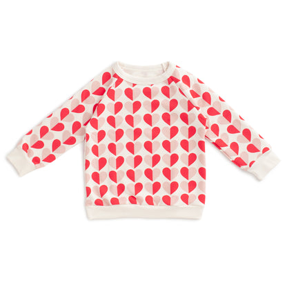 Brushed French Terry Sweatshirt - Hearts Red & Pink