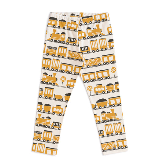 Baby Leggings - Trains Ochre