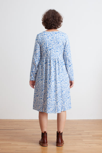 Women's Copenhagen Dress - Dutch Floral Delft Blue