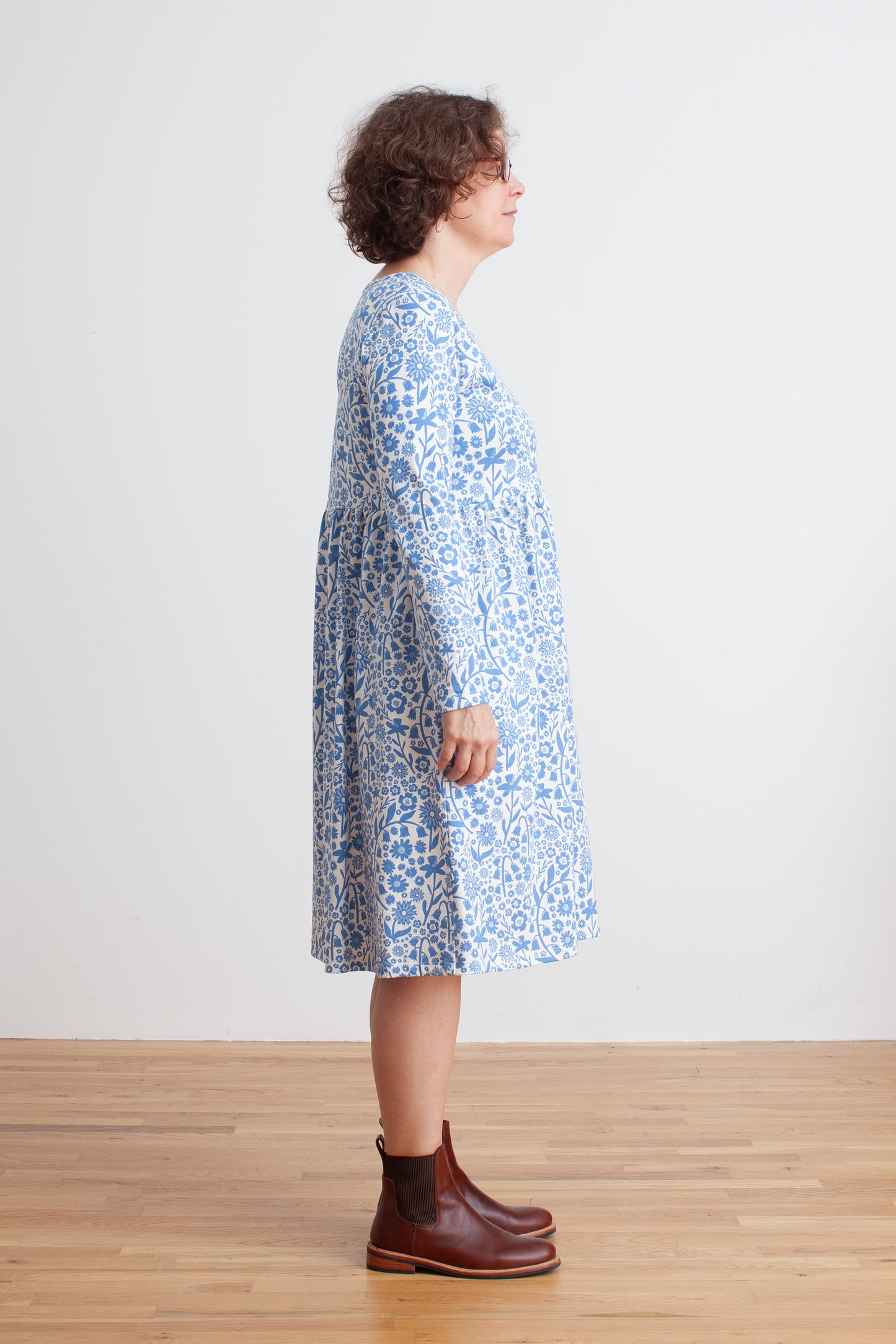 Women's Copenhagen Dress - Dutch Floral Delft Blue